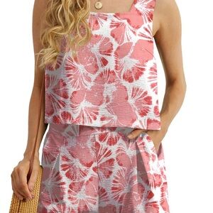 2 piece Floral Pink Women's Tank and Shorts Set